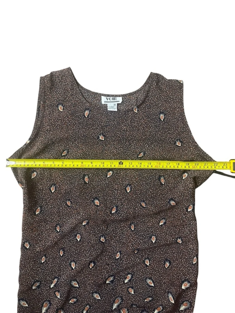 Vollr Maxi Dress Sleeveless Boho Feather‎ Floral Print Brown Long Dress Size M